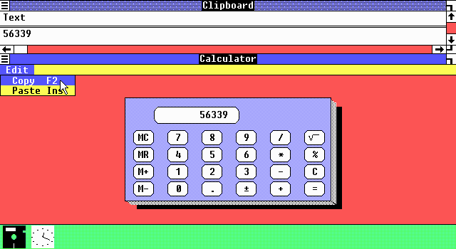 Windows 1.01 Calculator and Clipboard (1985)